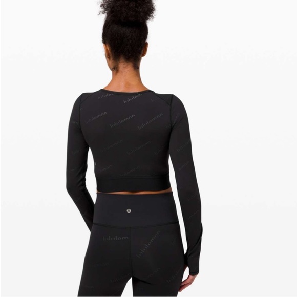 Lululemon Wunder Train Cropped Special Edition Logo Long sleeve top SZ 8 EUC - Picture 12 of 15